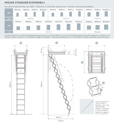 scala retrattile con gradini in legno